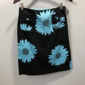 Black with teal flowers Grace Dane Lewis skirt size 4